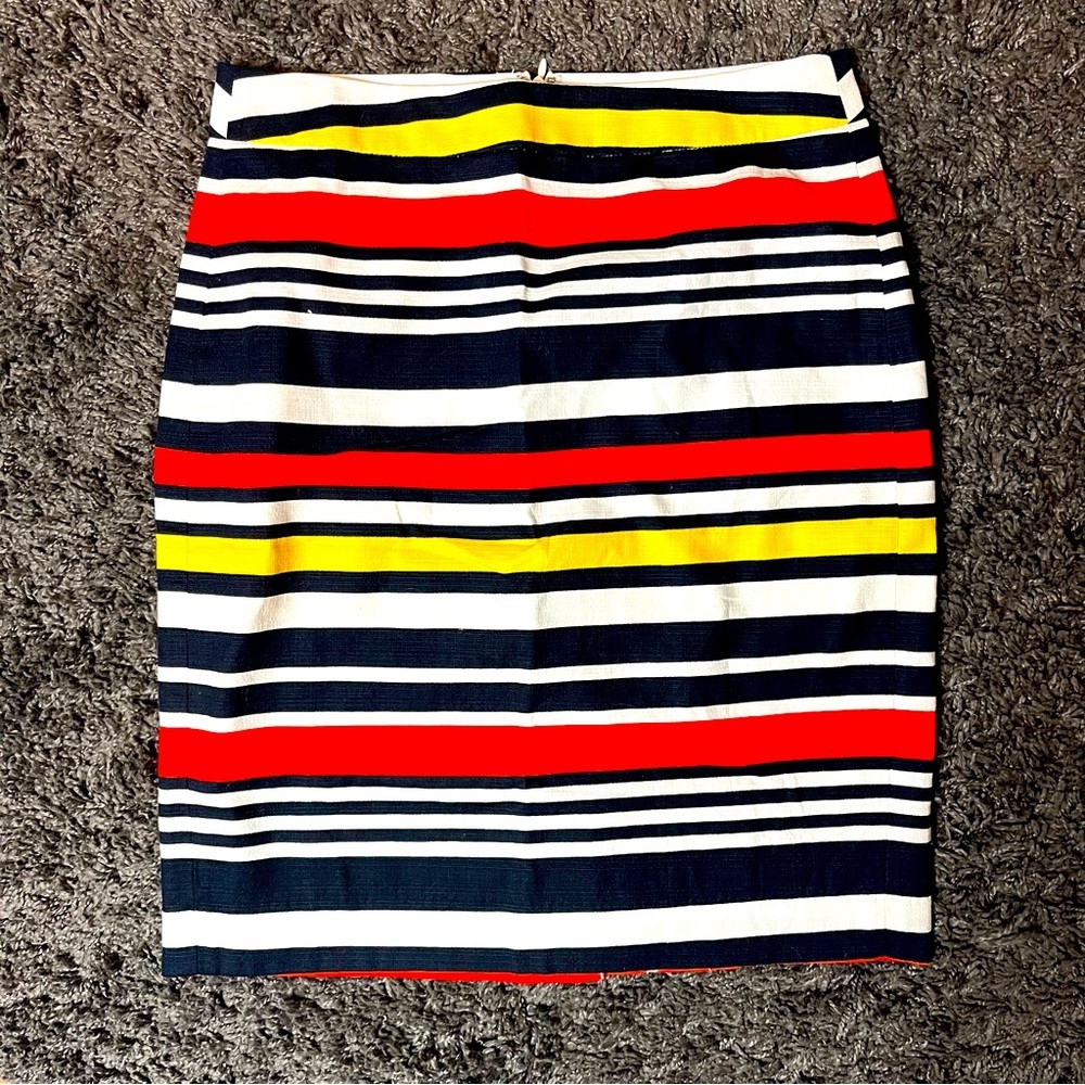 Banana Republic Striped Pencil Skirt in Navy, White, Red & Yellow